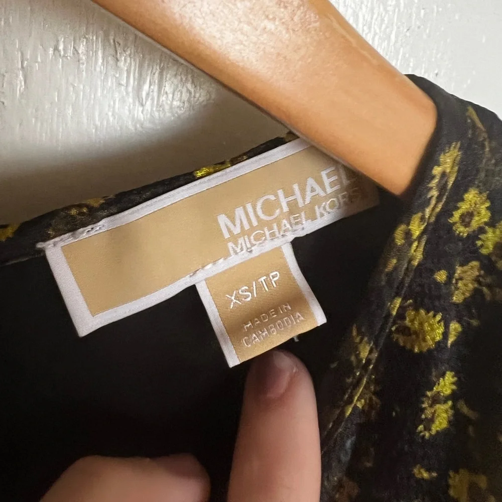 Michael Kors Black and Yellow Floral Midi Dress